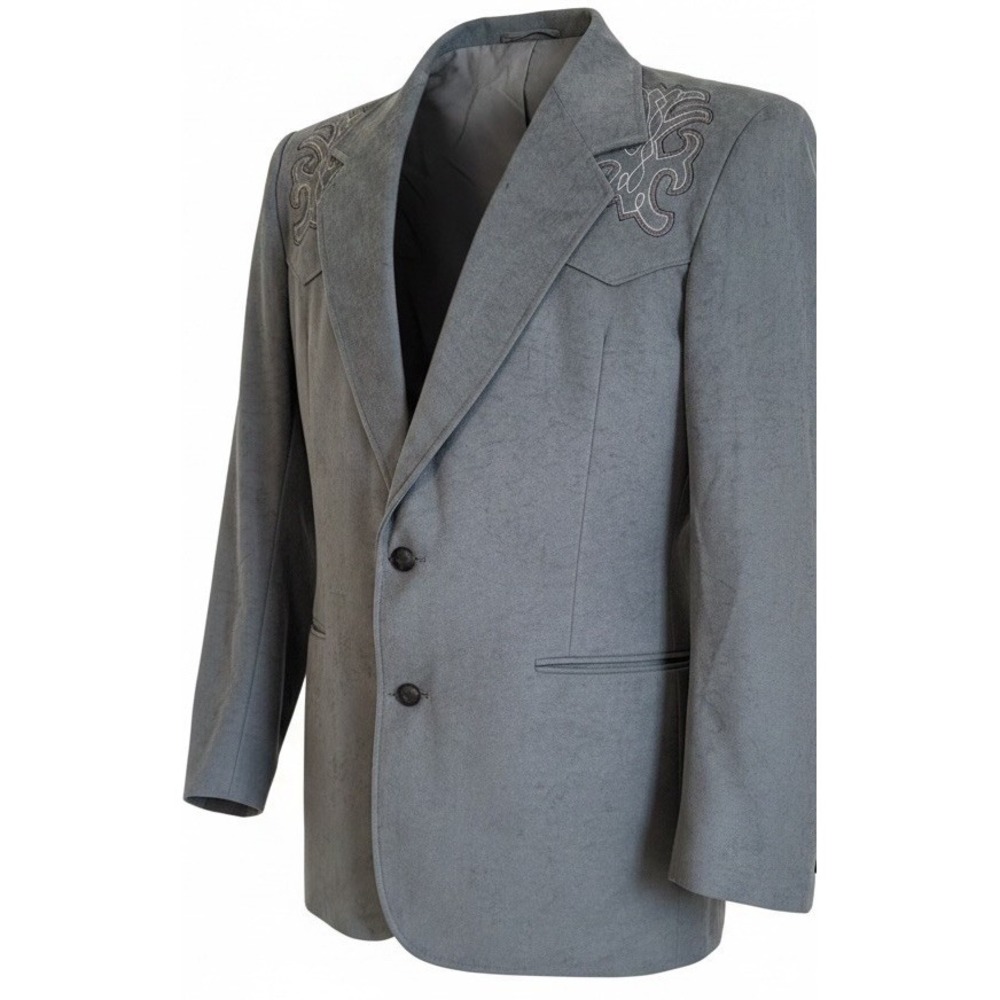 Pioneer Wear 42L Blue Faux Suede Western Yoke USA Mens Blazer Jacket Sport Coat